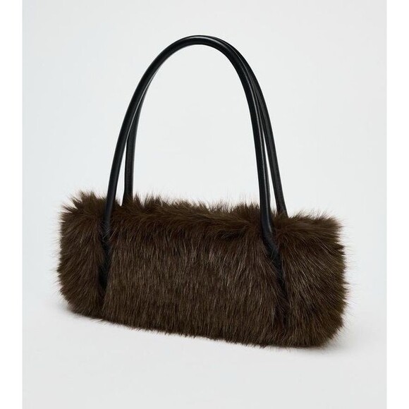 ZARA FAUX FUR SHOULDER BAG LIMITED EDITION WOMAN HANDBAG- BROWN 6233/510 - Picture 3 of 16
